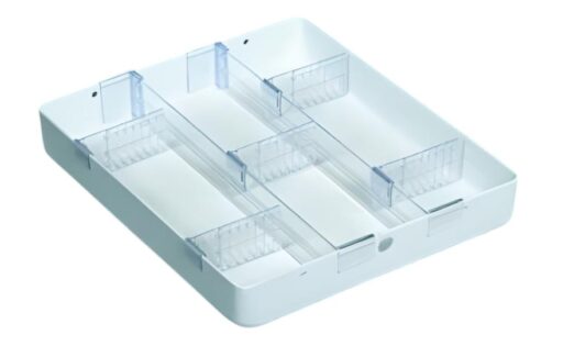 Medical Cart Accs. Mini Cart Tray w/ 5 Dividers & Rails for 3in Drawers