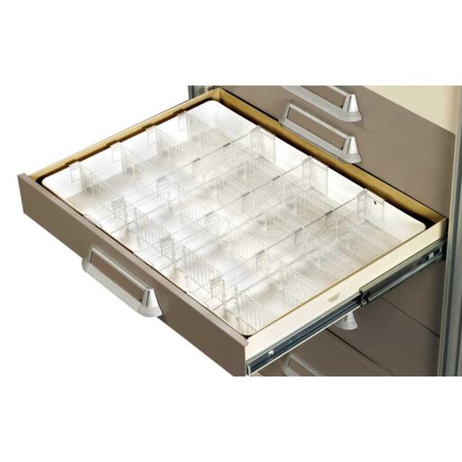 Medical Accessory 3in Full Drawer Tray w/ 3 Rails & 16 Dividers