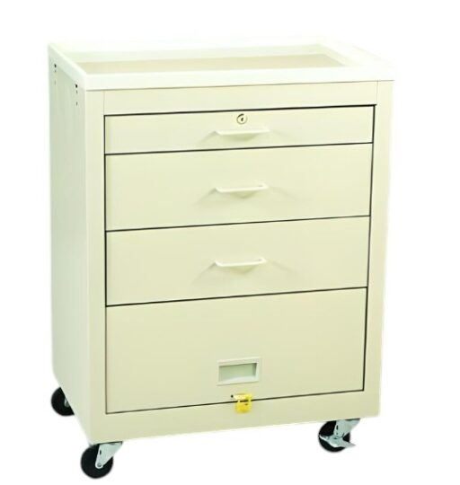 Steel Medical Cart w/ Panel, Key Lock & 3 Drawers