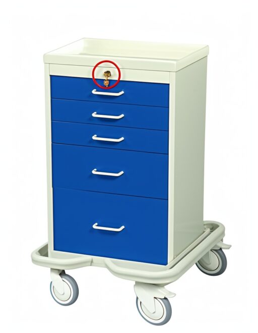 Steel Mini Medical Tower Cart w/ Key Lock & 5 Drawers