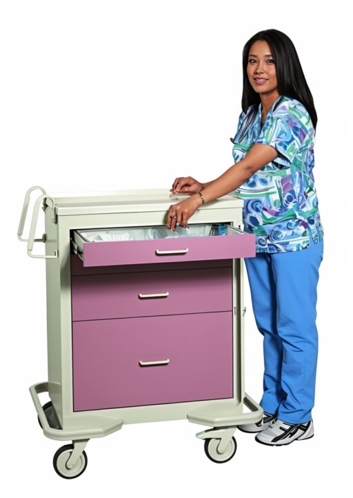 Steel STD Emergency Crash Cart w/ Breakaway Lock & 4 Drawers