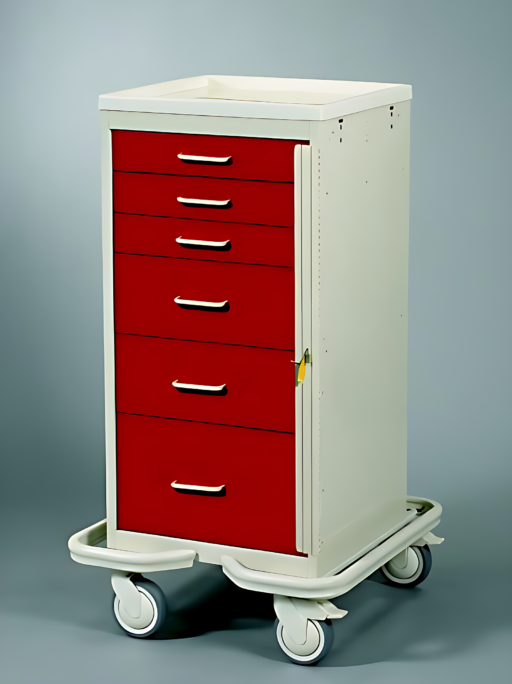 Steel Mini Tower Anesthesia Cart w/ 6 Drawers - Image 2