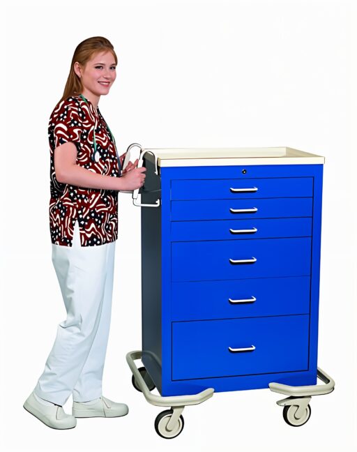 Aluminum ANS Treatment Cart w/ Key Lock & 6 Drawers