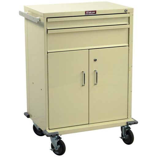 Tall Procedure Cart w/ Key Lock, Storage & 2 Drawers