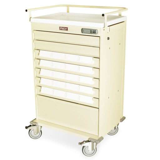 Tall ECO Med Bin Cart w/E-Lock, Key Lock & 20 - 5in Bins