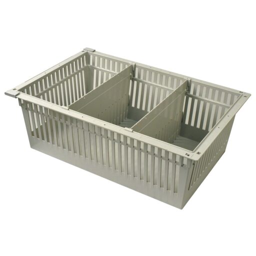 8in MedStor Max Plastic Bin Tray w/ 2 Short Dividers