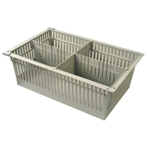 8in MedStor Max Plastic Bin Tray w/ 1 Short & 1 Long Divider