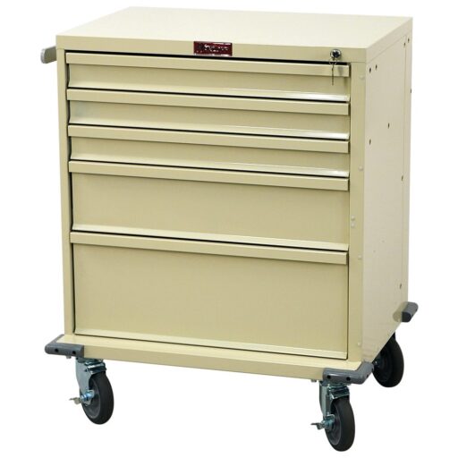 Short Procedure Treatment Cart w/ Key Lock & 5 Drawers - Image 2