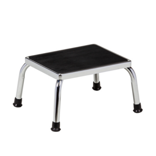 Chrome Plated Step Stool, 9in High