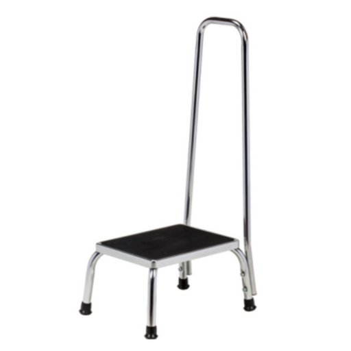 Chrome Plated Step Stool With Handrail