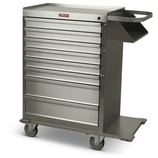 Stainless Steel Cast Cart w/ Standard Pkg & 8 Drawers