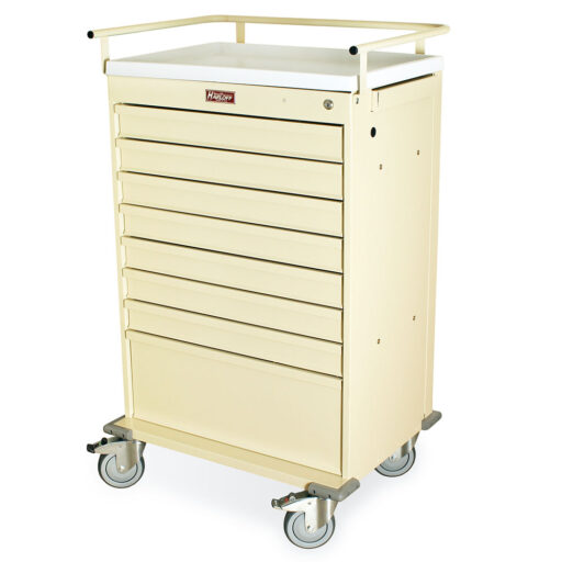 Economy Medication Box Cart w/ Key Lock & 8 Drawers