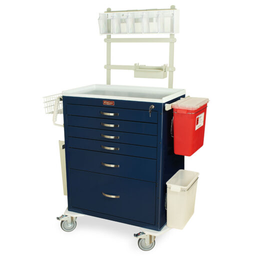 Tall Anesthesia STD Width Cart w/Deluxe Pkg, Key Lock & 6 Drawers