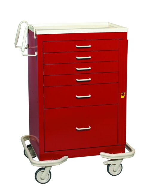 Aluminum Emergency Crash Cart w/ Breakaway Lock & 6 Drawers