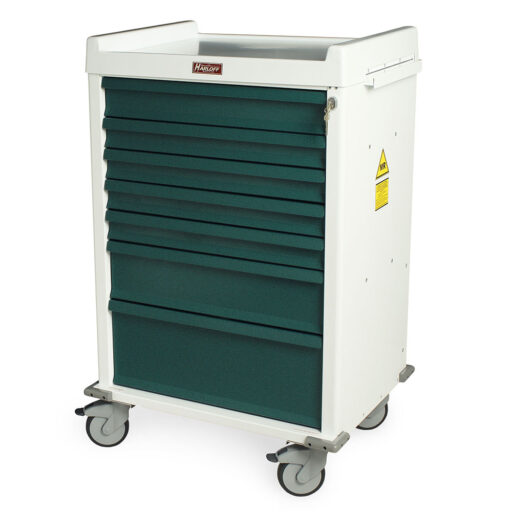 MRI Safe Aluminum Med Cart w/ Key Lock & 7 Drawers