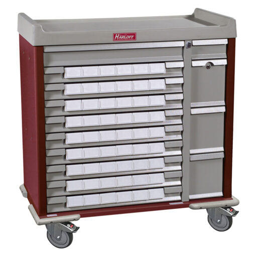 Standard Line Med Bin Cart w/ Key Lock & 54 - 3.5in Bins