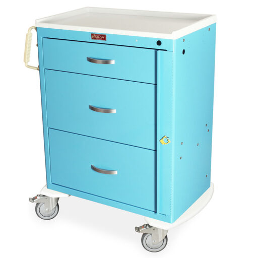 Tall Emergency Standard Width Cart w/ Breakaway Lock & 3 Drawers