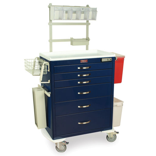 Tall Anesthesia Standard Width Cart w/ANS Pkg, E-Lock & 6 Drawers