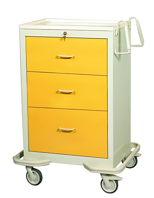 Steel STD Isolation Cart w/ Key Lock & 3 Drawers