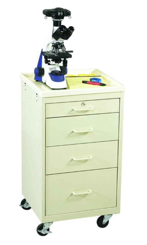 Steel Mini Value Medical Cart w/ Top Key Lock & 4 Drawers