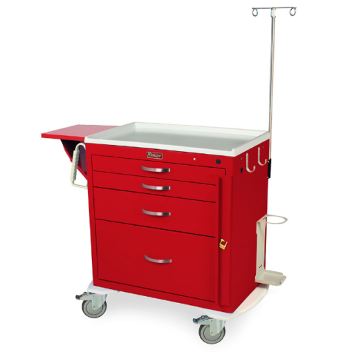 4 Drawer Short Emergency Crash Cart with Emergency Package