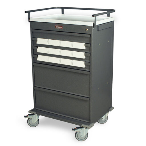 STD Med Bin Cart w/Basic E-Lock, Keylock Override & 12 - 5in Bins