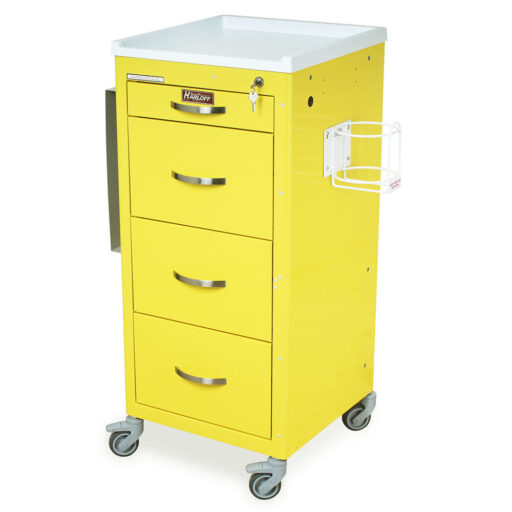 Tall PPE Isolation Cart Mini Width w/Key Lock & 4 Drawers