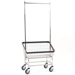 Large Capacity Front Load Laundry Cart w/ Pole Rack