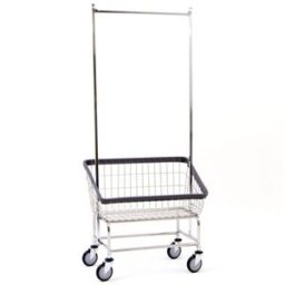 Large Capacity Front Load Laundry Cart w/ Pole Rack