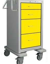 4 Drawer Slim Extra Tall Steel Isolation Cart