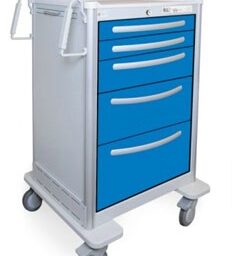 5 Drawer Extra Tall Aluminum Anesthesia Cart