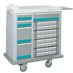 5 Drawer Full Sized 40 Bin Medication Cart