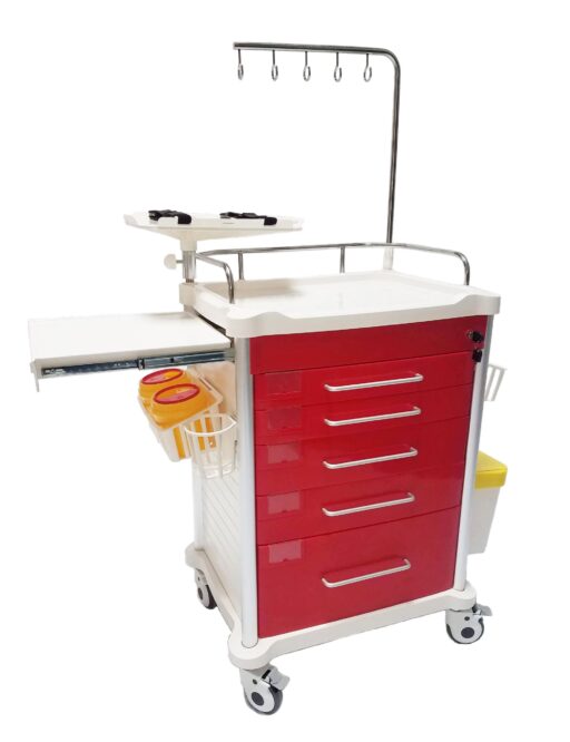 5 Drawer Lightweight Crash Cart with Accessory Package