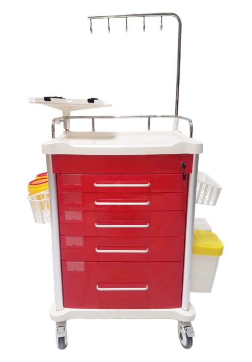 5 Drawer Lightweight Crash Cart with Accessory Package