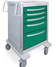 5 Drawer Medium  Aluminum Anesthesia Cart