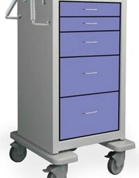 5 Drawer Slim Extra Tall Steel Treatment Cart