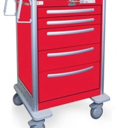 5 Drawer Tall Lightweight Aluminum Crash Cart