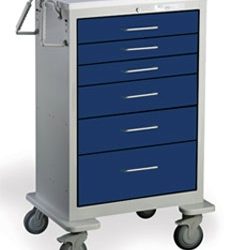 6 Drawer Extra Tall Steel Anesthesia Cart