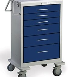 6 Drawer Extra Tall Steel Anesthesia Cart