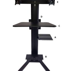 Adjustable Height Telemedicine Computer Stand with Printer Shelf