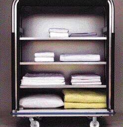 4 Shelf Aluminum Linen Cart - 30in W