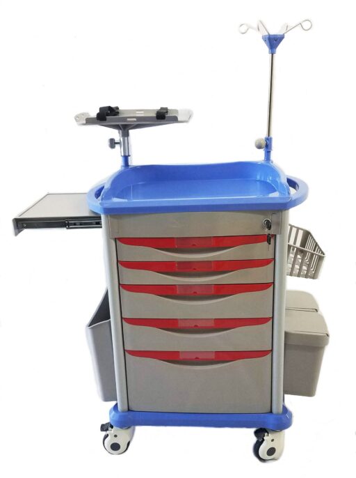 Lite Emergency Crash Cart with Accessory Package and  IV Pole