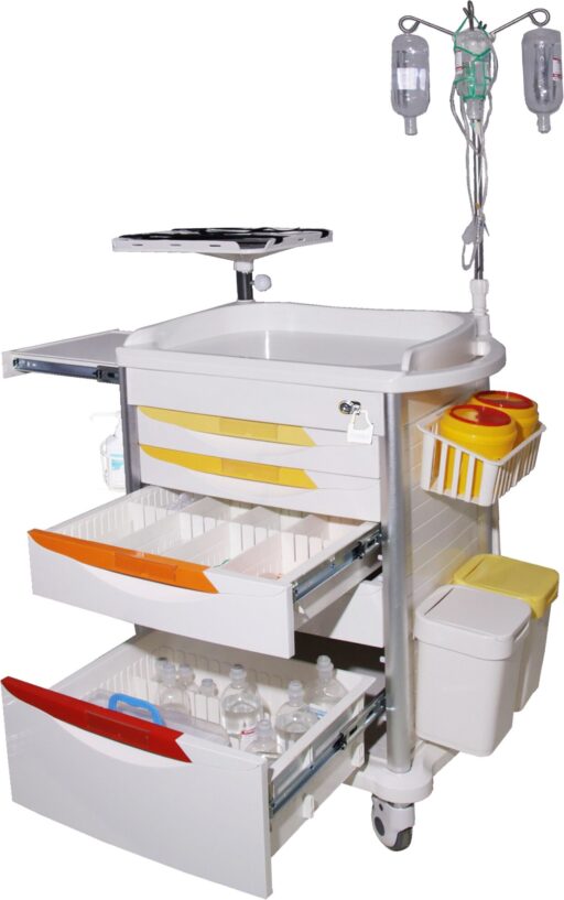 Lite Emergency Hospital Crash Cart with IV Holder