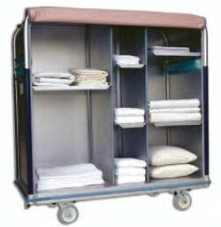 Multi-Compartment Aluminum Linen Cart - 30in W