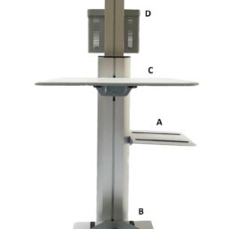 Rolling Telemedicine Computer Stand with Printer Shelf