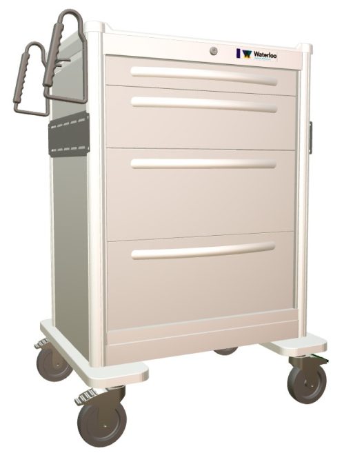 Aluminum Standard Tall Isolation Treatment Cart w/ 4 Drawers & Key Lock