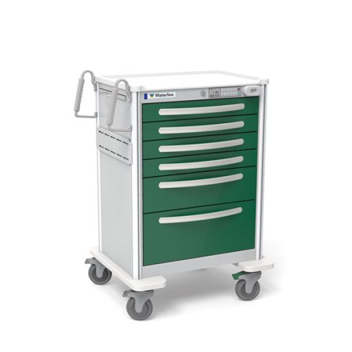 Aluminum Standard Tall Anesthesia Treatment Cart w/ 6 Drawers & Proximity Lock