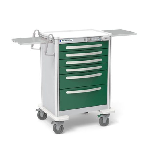 Aluminum Standard Tall Anesthesia Treatment Cart w/ 6 Drawers & Proximity Lock - Image 2