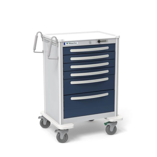 Aluminum Standard Tall Anesthesia Treatment Cart w/ 6 Drawers & Simplex Lock