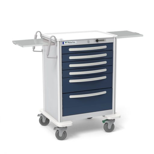 Aluminum Standard Tall Anesthesia Treatment Cart w/ 6 Drawers & Simplex Lock - Image 2